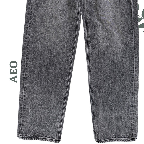 🛍️3/$40 American Eagle High Rise Baggy Jeans in Charcoal Grey – Size 0 - Picture 4 of 6